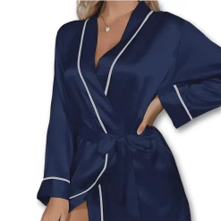 Peignoir Femme Court En Satin 7 Peignoir Femme Court En Satin -Confort Paradis 11 2 1