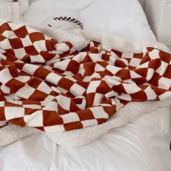 Plaid Cocooning Damier En Polaire Double épaisseur -Confort Paradis 14 1 1