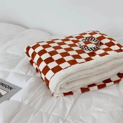 Plaid Cocooning Damier En Polaire Double épaisseur -Confort Paradis 16 1