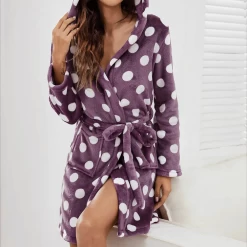 Peignoir Femme Court Petits Pois -Confort Paradis 4 5