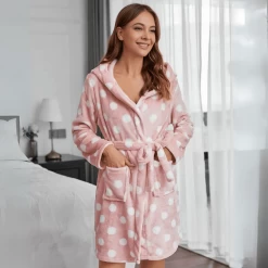 Peignoir Femme Court Petits Pois