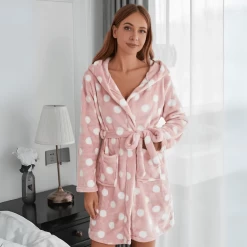 Peignoir Femme Court Petits Pois -Confort Paradis 9 4