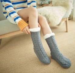 Chaussettes Chaudes Femme Unies Antidérapantes -Confort Paradis Chaussettes