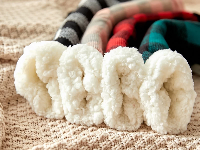 Chaussettes Chaudes Femme Antidérapantes Fourrées Carreaux 2 Chaussettes Chaudes Femme Antidérapantes Fourrées Carreaux – Image 2