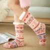 Chaussettes De Noël Chaudes Fourrées Fleurs