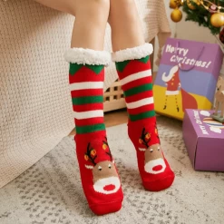 Chaussettes De Noël Polaire Renne Nez Rouge -Confort Paradis Chaussettes de Noel polaire renne nez rouge 5