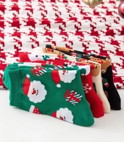 Chaussettes De Noël Motifs Bonhommes -Confort Paradis Chaussettes noel 4 couleurs