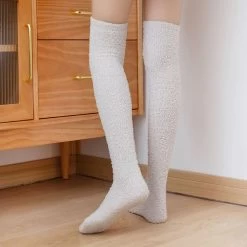 Chaussettes Thermiques Femme Unies Montantes Mi-cuisse -Confort Paradis Chaussettes thermiques mi cuisse