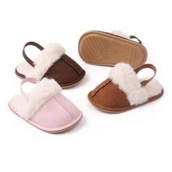 Chaussons Bébé Fille Fourrés à Lanière
