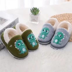 Chaussons Enfant Fourrés Dinosaure Mignon
