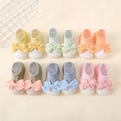 Chaussons Bébé Fille Antidérapants Noeud Papillon -Confort Paradis Chaussons fille noeud