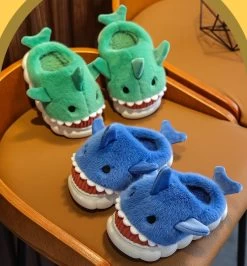 Chaussons Requin Fourrure Ouverts Enfant -Confort Paradis Chaussons requin enfant