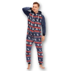 Combinaison Pyjama Homme Tricolore Noël 8 Combinaison Pyjama Homme Tricolore Noël -Confort Paradis Combinaison pyjama homme tricolore Noel 4