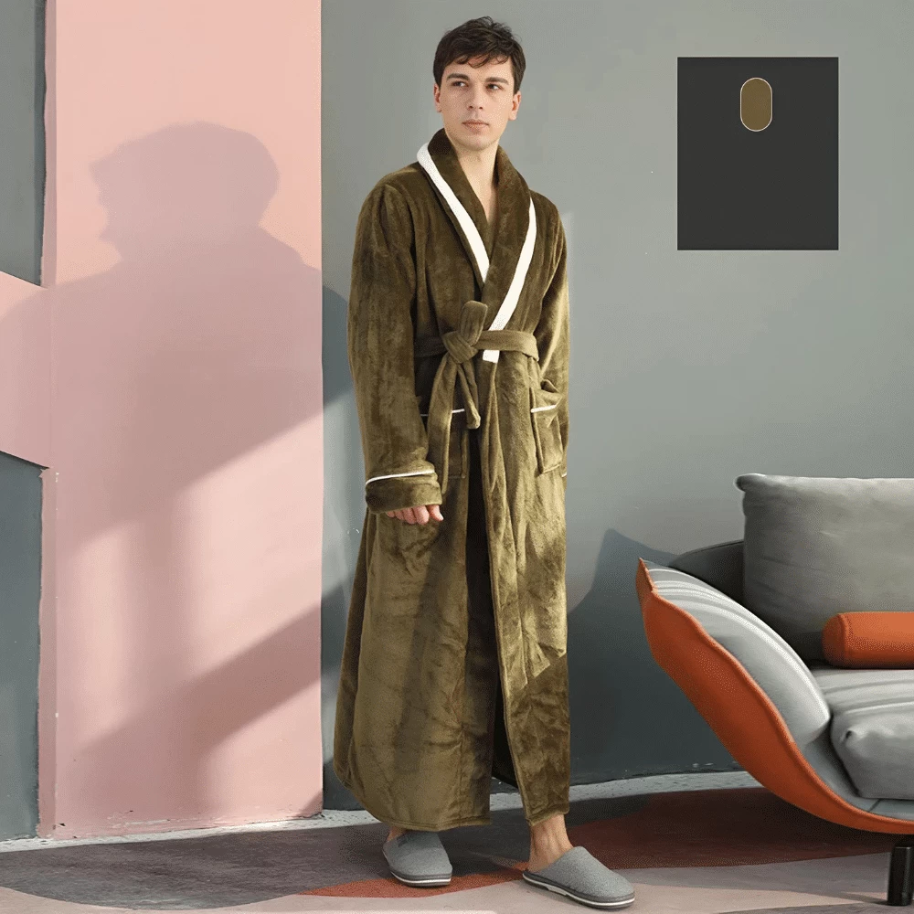 Peignoir Polaire Long Avec Liseré Blanc 2 Peignoir Polaire Long Avec Liseré Blanc – Image 2