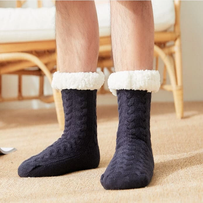 Chaussettes Chaudes Homme Tricotées Fourrées 2 Chaussettes Chaudes Homme Tricotées Fourrées – Image 2