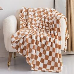 Plaid Enfant Polaire Damier [Bon Plan -20%] -Confort Paradis Plaid damier beige 2 1