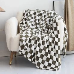 Plaid Enfant Polaire Damier -Confort Paradis Plaid damier gris fonce 2