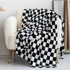 Plaid Enfant Polaire Damier [Bon Plan -20%] -Confort Paradis Plaid damier noir bis 2