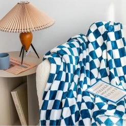 Plaid Enfant Polaire Damier [Bon Plan -20%] -Confort Paradis Plaid polaire bleu 1