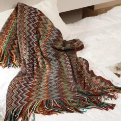 Plaid Canapé Vagues Traditionnelles 21 Plaid Canapé Vagues Traditionnelles -Confort Paradis Plaid rouge e1692363517167