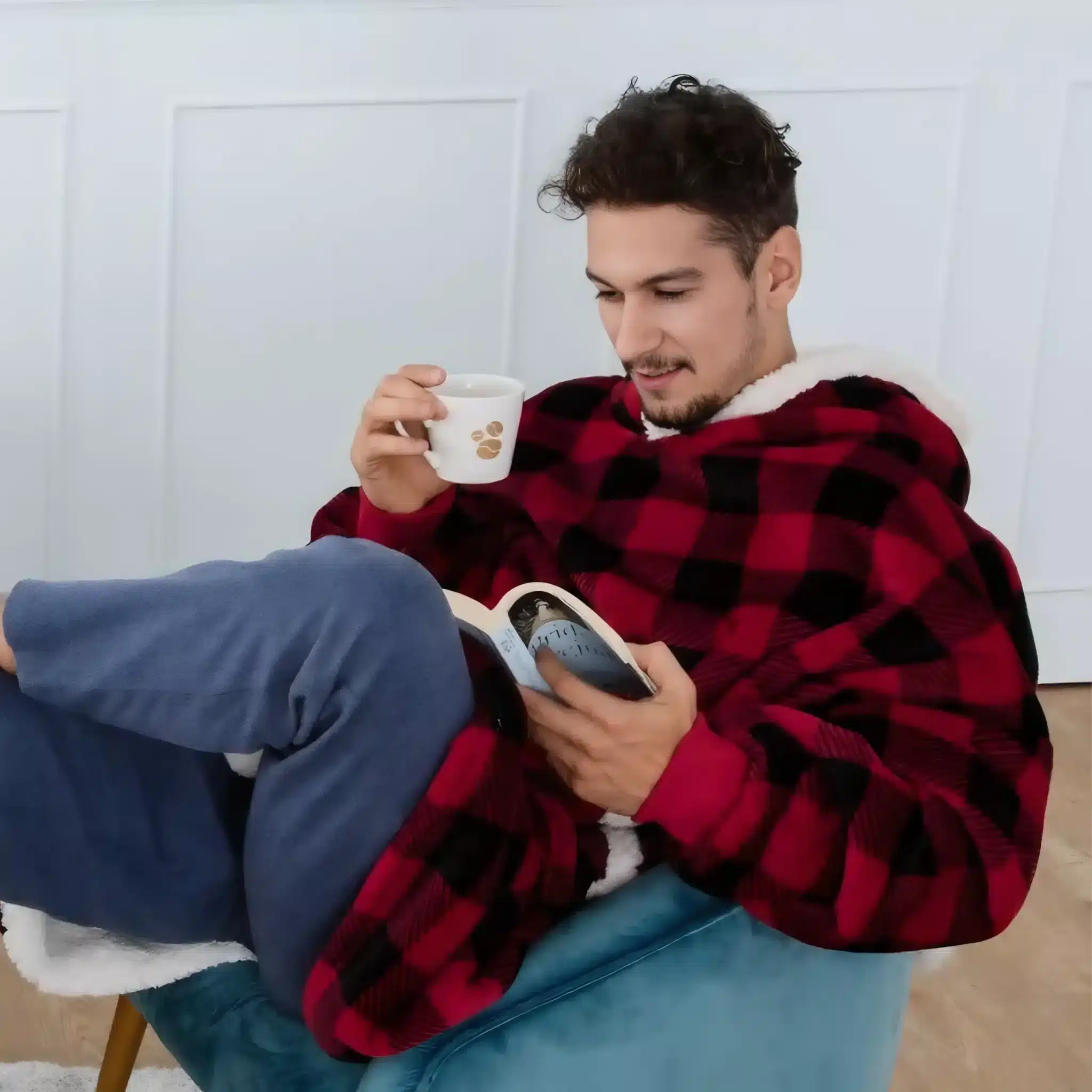 Pull Plaid Carreaux Rouge Et Noir 4 Pull Plaid Carreaux Rouge Et Noir – Image 4