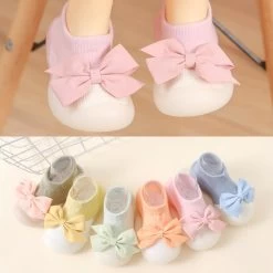 Chaussons Bébé Fille Antidérapants Noeud Papillon