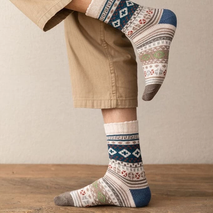 Chaussettes Chaudes Homme Motifs Losanges Lot 5 Paires 2 Chaussettes Chaudes Homme Motifs Losanges Lot 5 Paires – Image 2