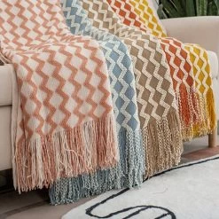 Plaid Chaud Hiver Motifs Nordiques Bicolores