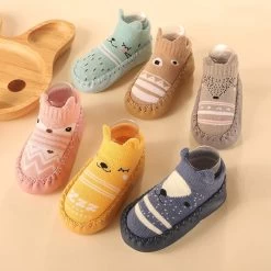 Chaussons Chaussettes Bébé Semelle Liège Animaux
