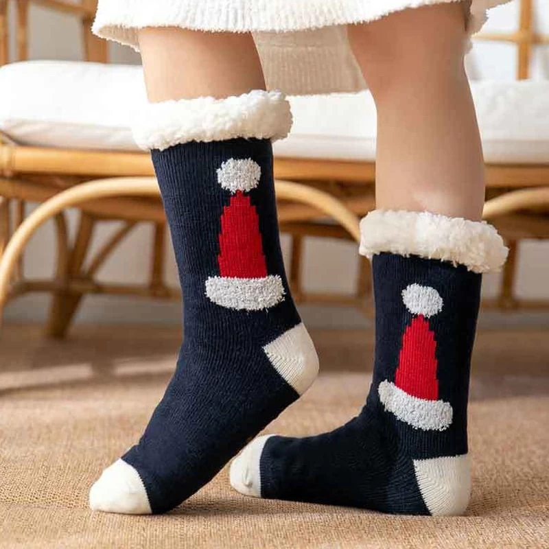 Chaussettes De Noël Fourrées Bonnet De Noël 1 Chaussettes De Noël Fourrées Bonnet De Noël