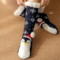 Chaussettes De Noël Pingouin Pompon